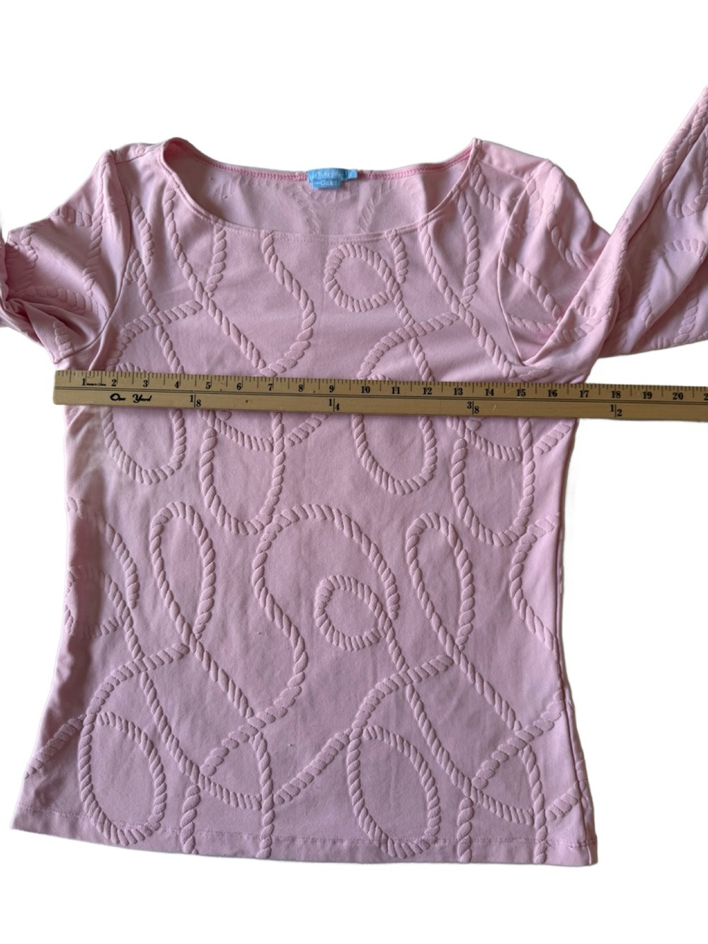 J Mclaughlin Pink Textured Rope-Pattern Top. Small - Picture 5 of 9